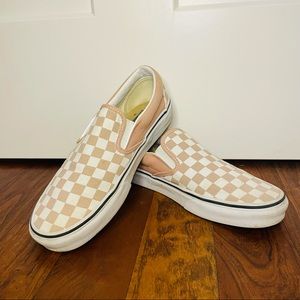 -Blush pink checkered vans-